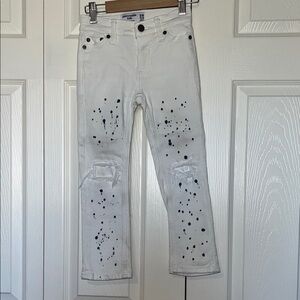 Abercrombie Kids White Jeans with Navy Splatter